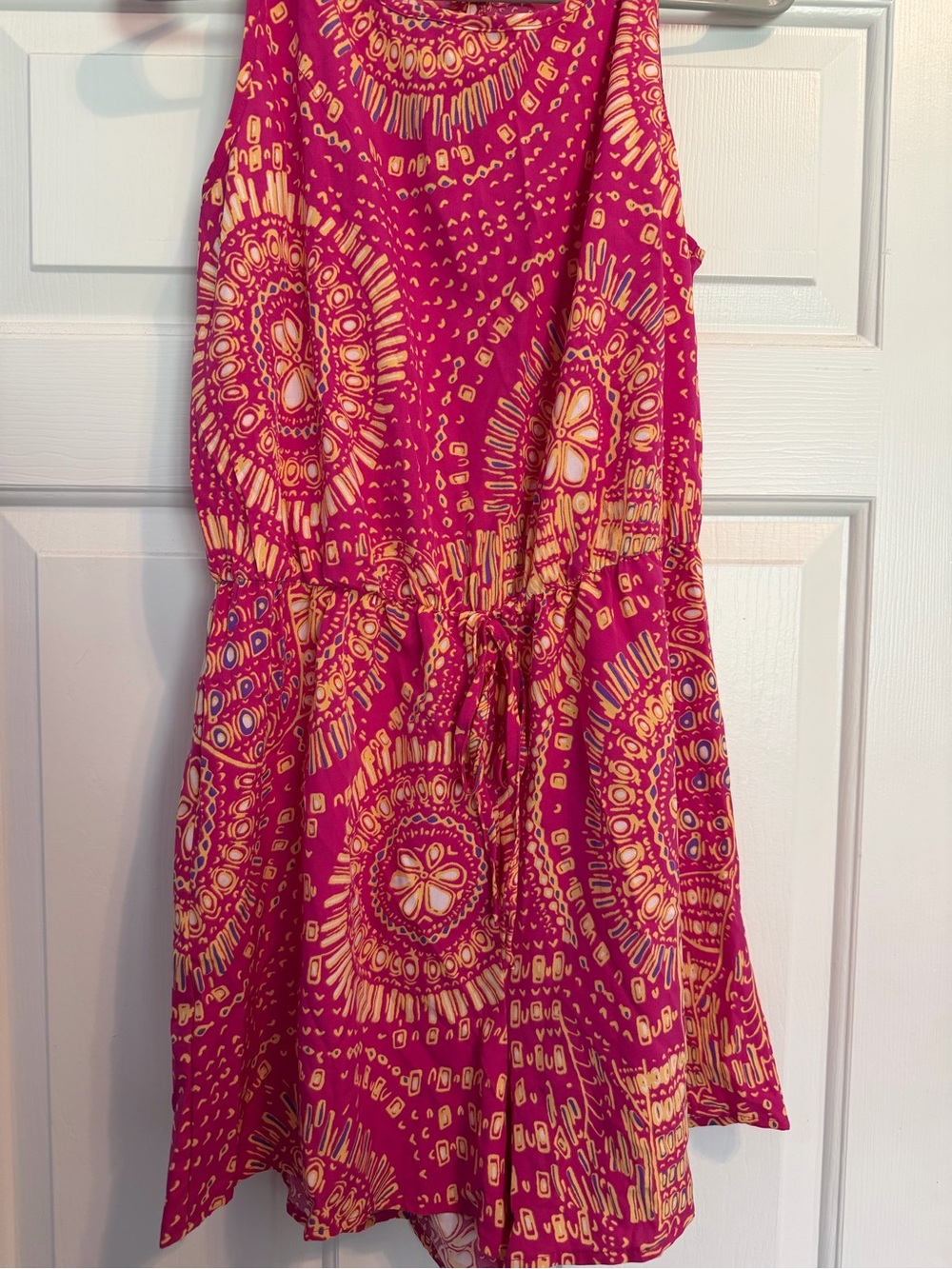 Bright Pink & Yellow Printed Sleeveless Romper